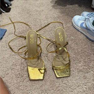 EGO Metallic Gold Strappy Heels